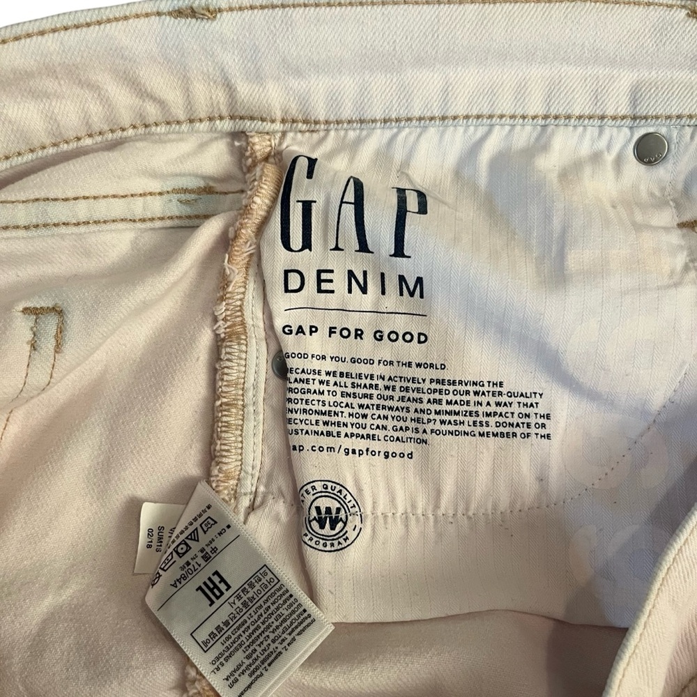 Gap size 12 very light pink almost white Jean shorts high waist stretch - Picture 6 of 8